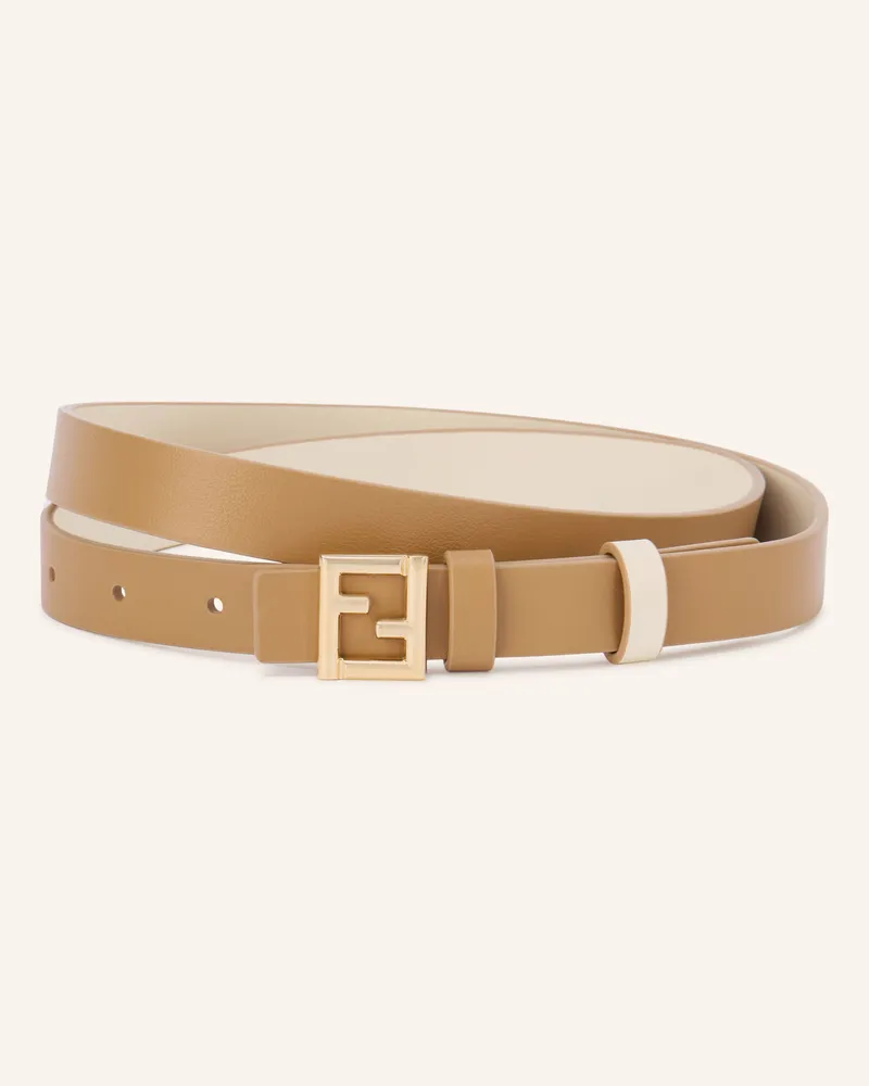 Fendi Ledergürtel Zum Wenden braun Gold