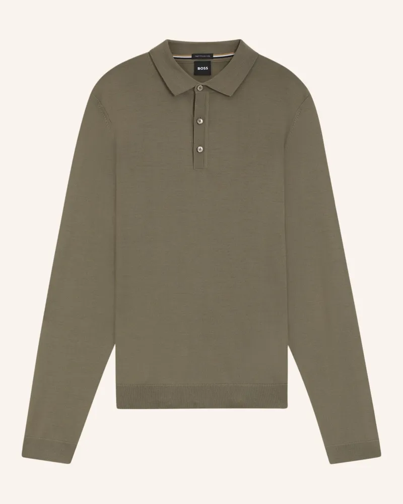 HUGO BOSS Strick-Poloshirt LANCIONE Braun