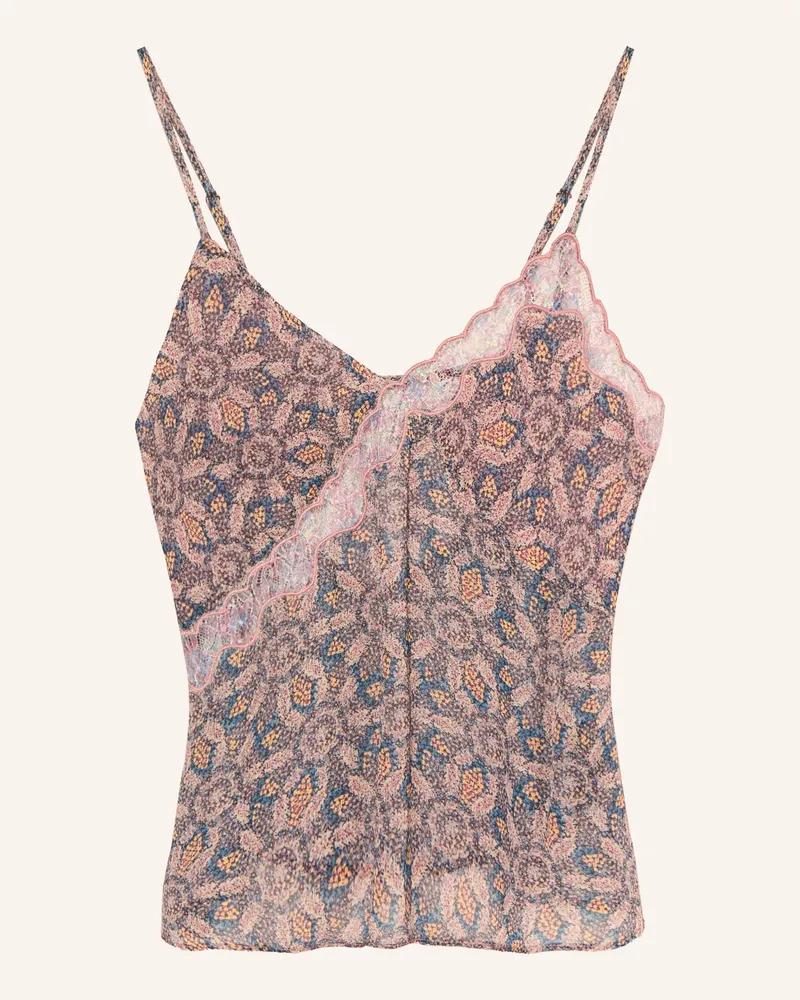 ba&sh Top Tizy Mit Spitze rosa Blau