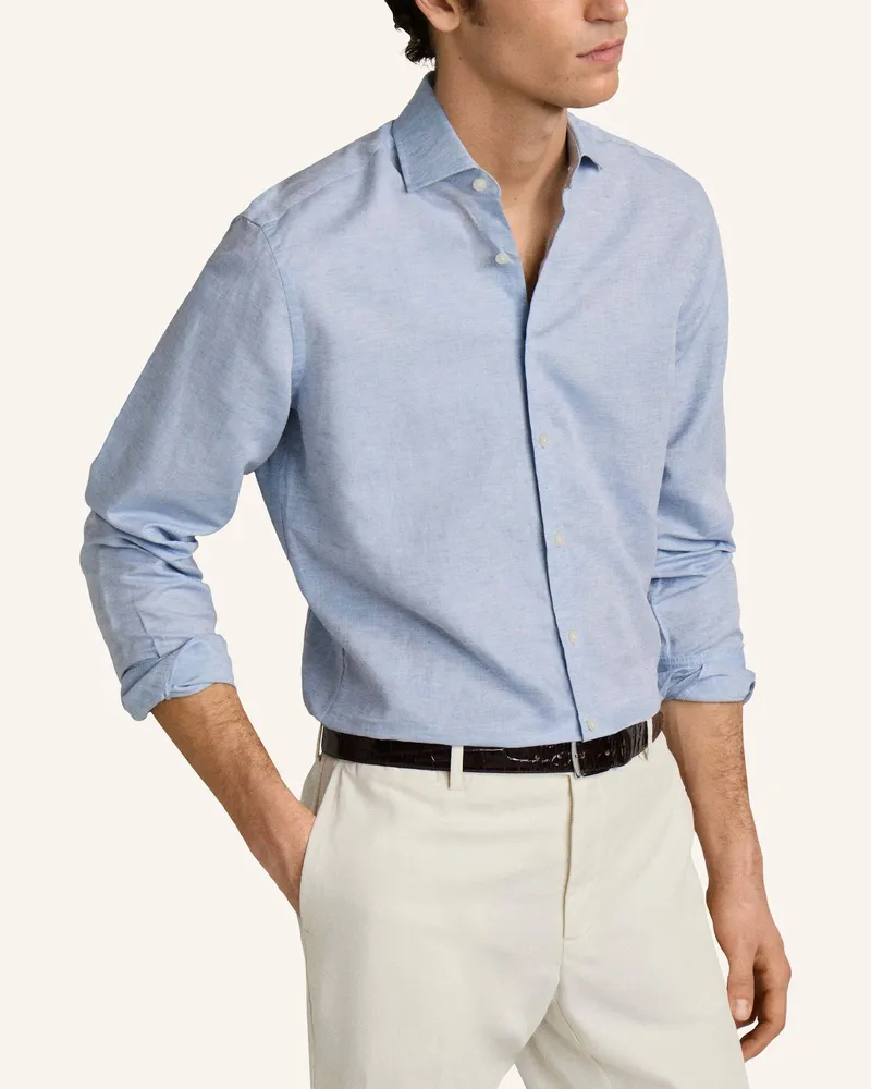Hackett Freizeithemd Cot Lin Solid blau Blau