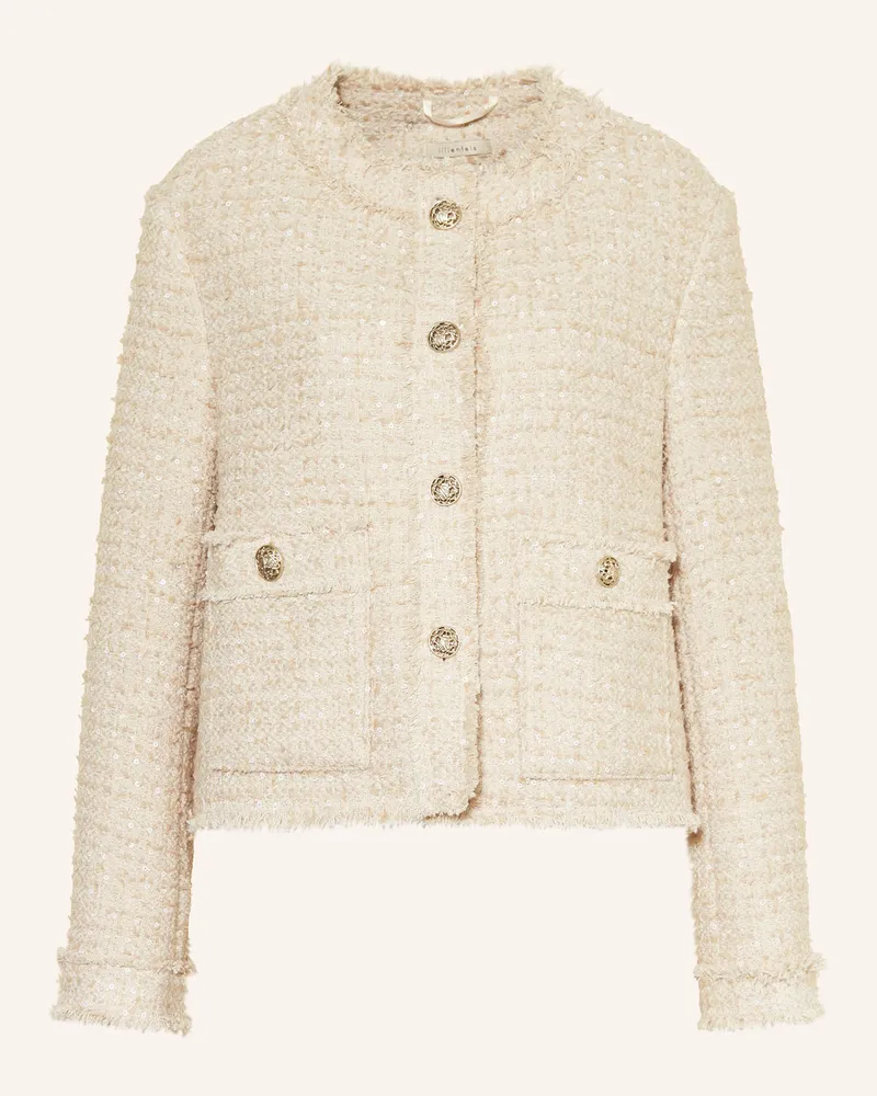 lilienfels Bouclé-Jacke Mit Pailletten beige Creme