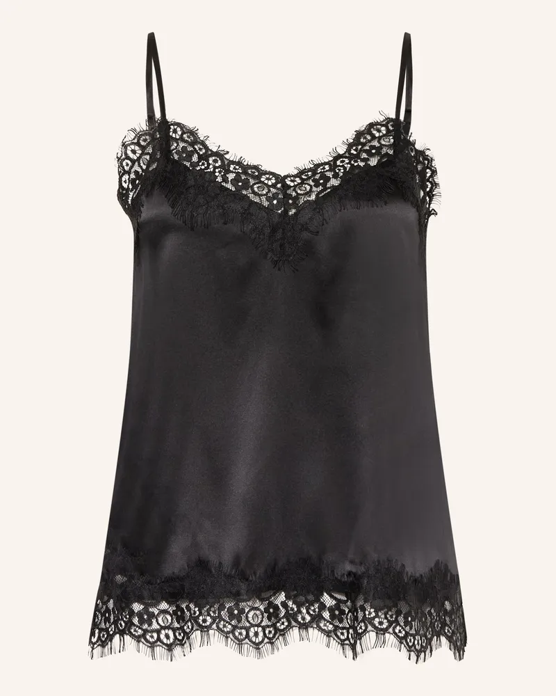 Darling Harbour Seidentop Aus Satin Mit Spitze schwarz Black