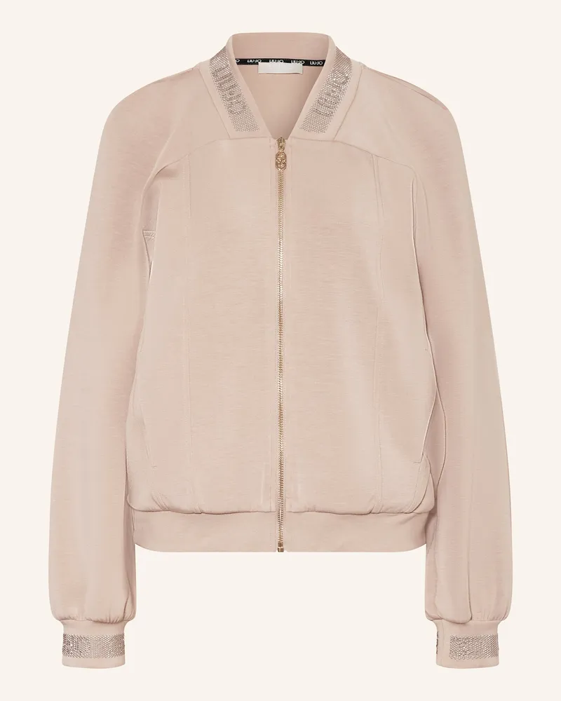 Liu Jo Sweatjacke mit Schmucksteinen Creme