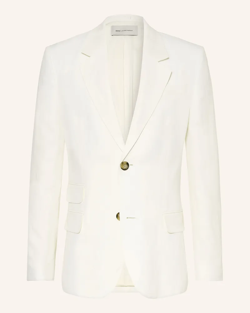 AMI Paris Sakko Regular Fit Mit Leinen weiss Creme