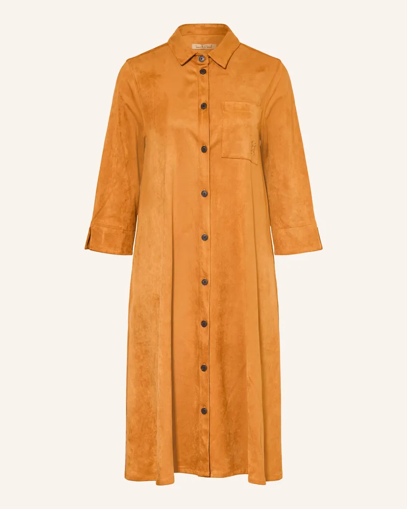 Smith & Soul Hemdblusenkleid In Lederoptik Mit 3/4-Arm braun Cognac