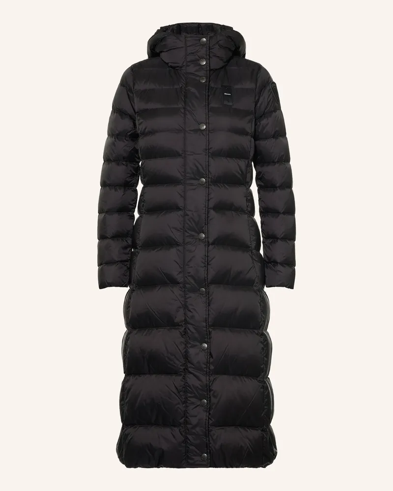 Blauer Daunenmantel schwarz Schwarz