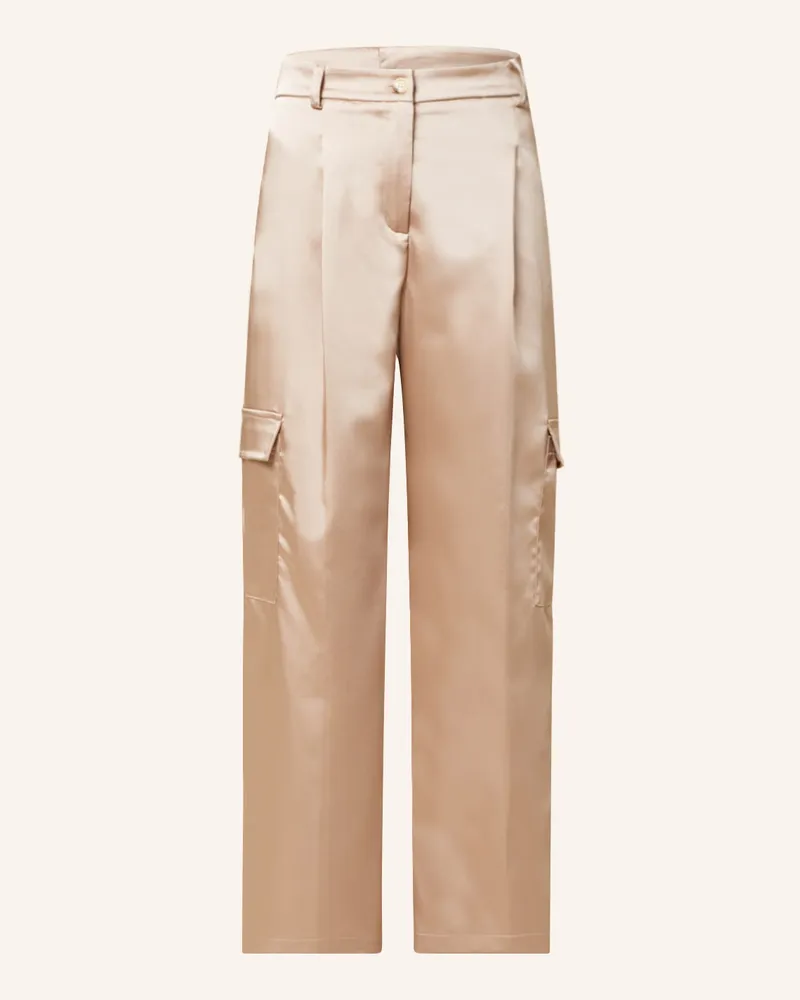 SEM PER LEI Cargohose aus Satin Beige