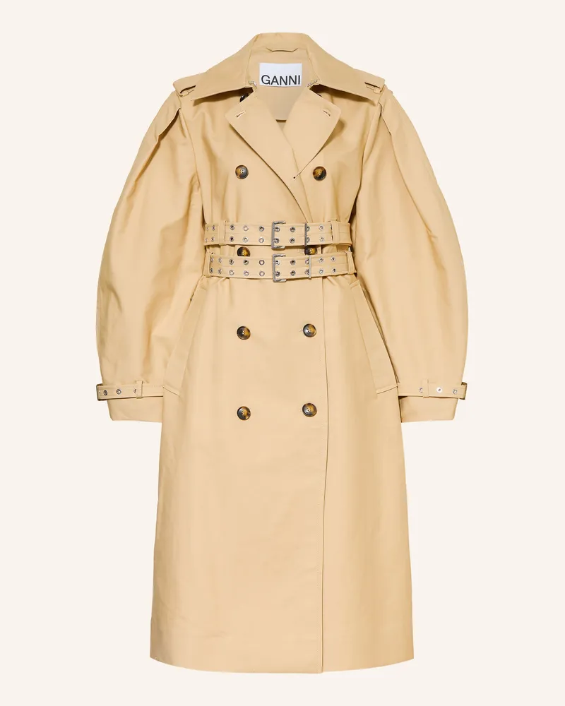 Ganni Trenchcoat Mit Nieten beige Camel
