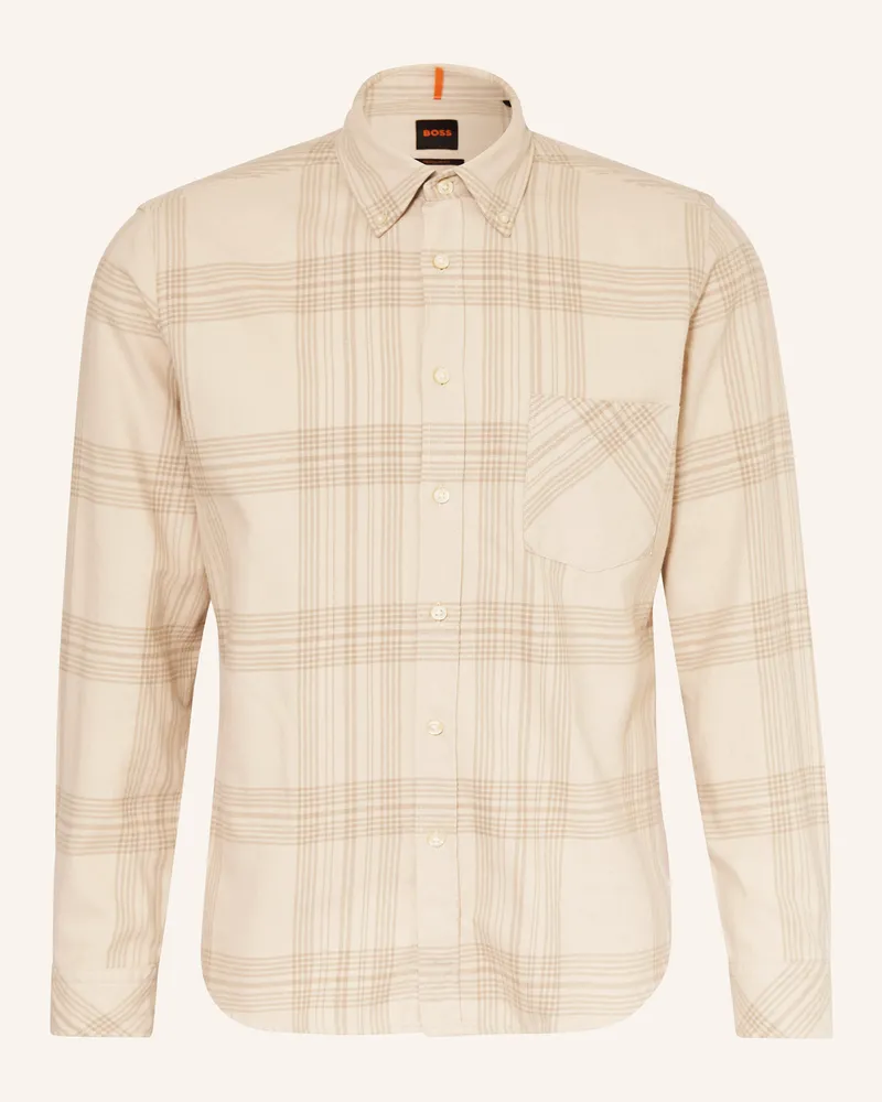 HUGO BOSS Flanellhemd RICKERT Regular Fit Beige