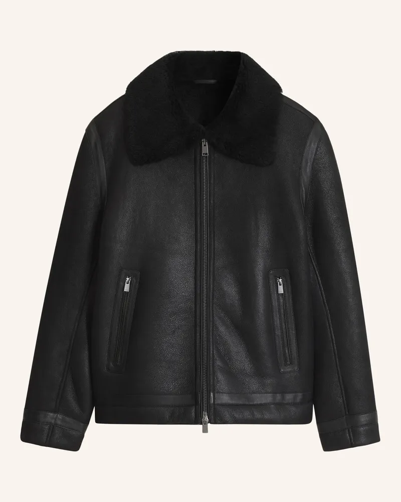 HUGO BOSS Lederjacke H-Morbin schwarz Schwarz