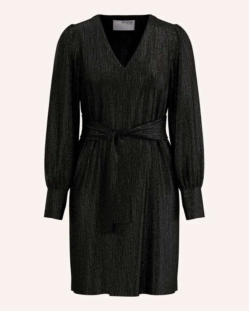 Selected Kleid mit Glitzergarn Schwarz