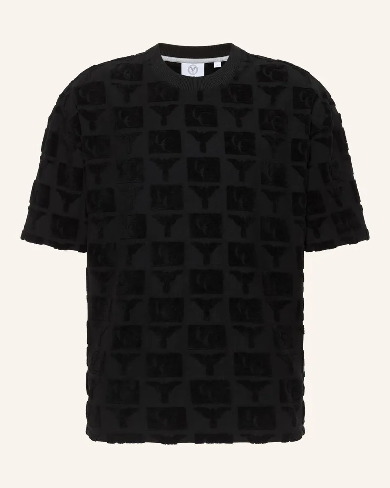 Carlo Colucci Oversize T-Shirt Mit Frotteeinsätzen Ebnicher schwarz Schwarz