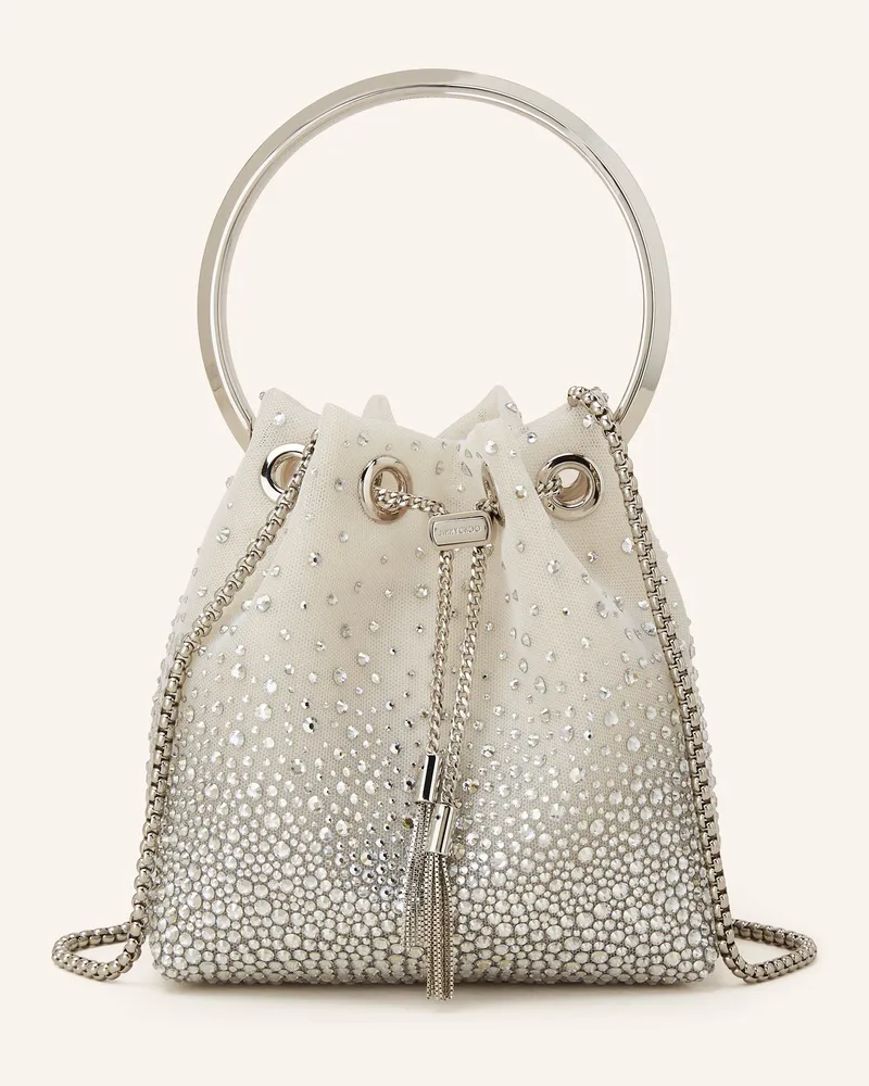 Jimmy Choo Handtasche BON BON mit Schmucksteinen Weiss