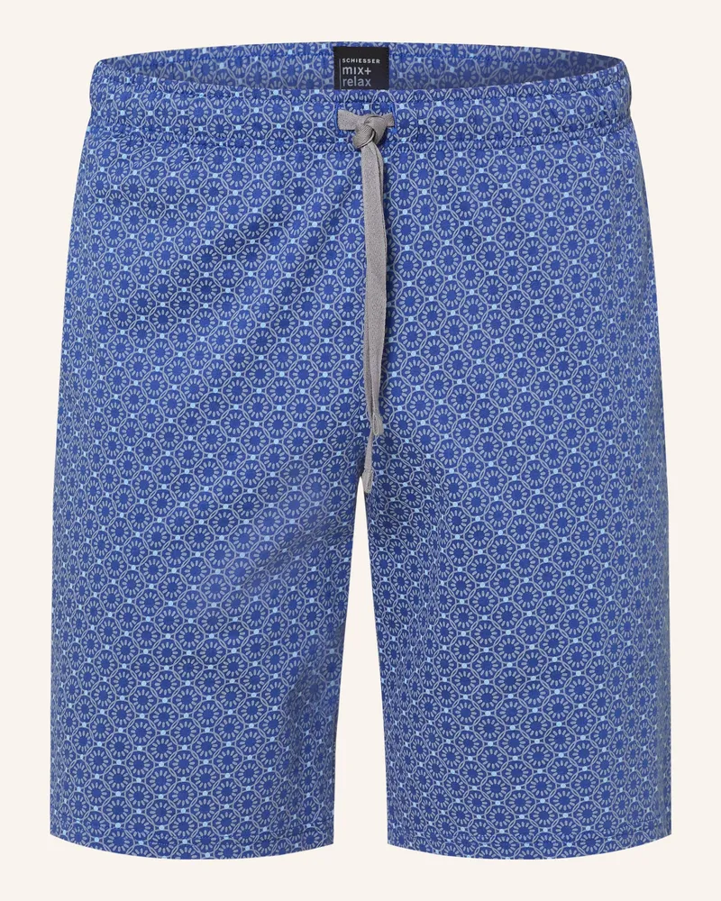 Schiesser Schlafshorts Mix+Relax blau Blaugrau