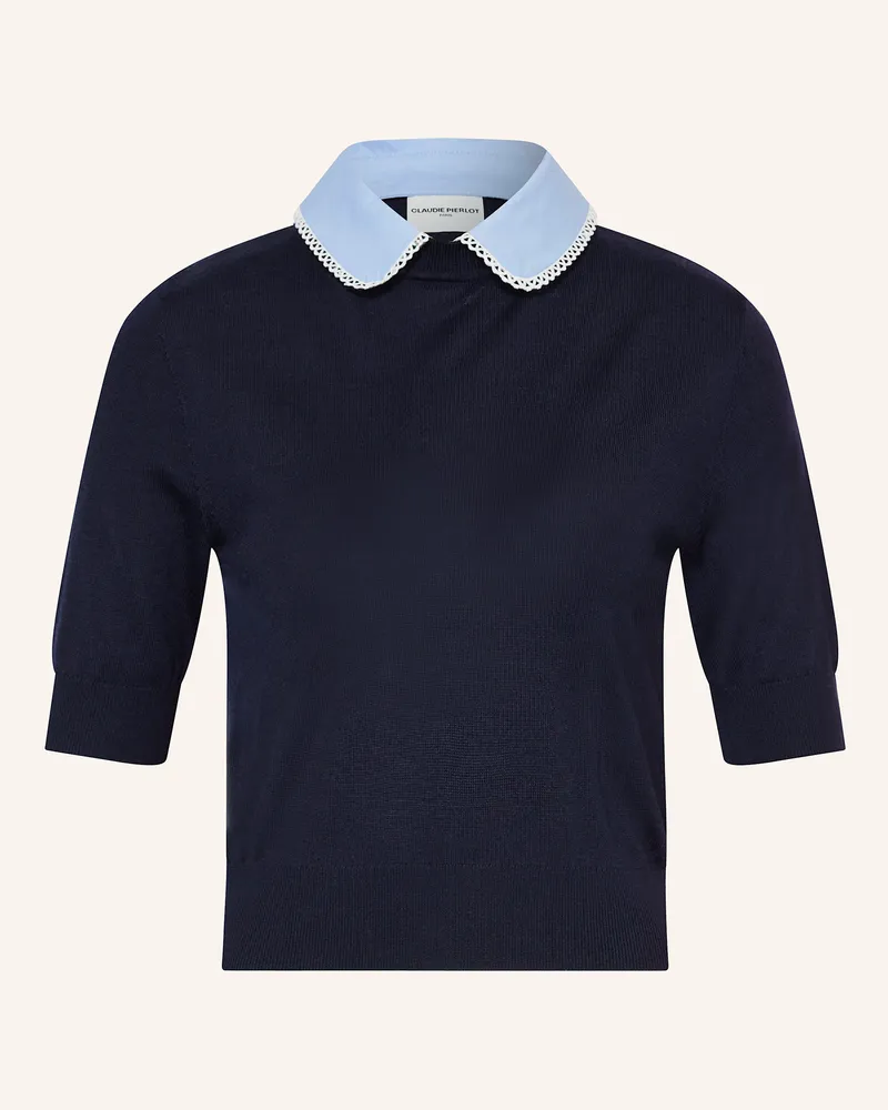 Claudie Pierlot Strickshirt mit abnehmbarem Kragen Dunkelblau