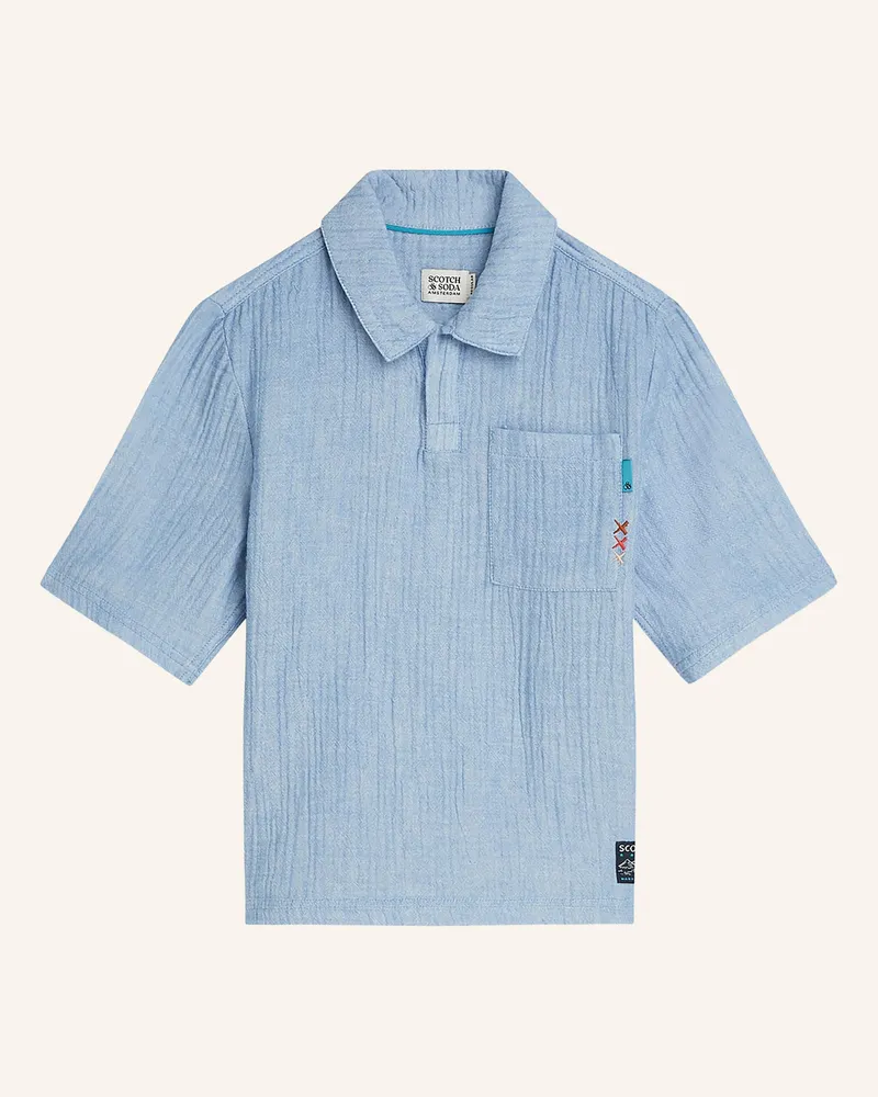 Scotch&Soda Musselin-Poloshirt blau Hellblau