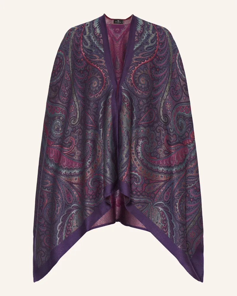 Etro Jacquard-Cape mit Glitzergarn Dunkellila
