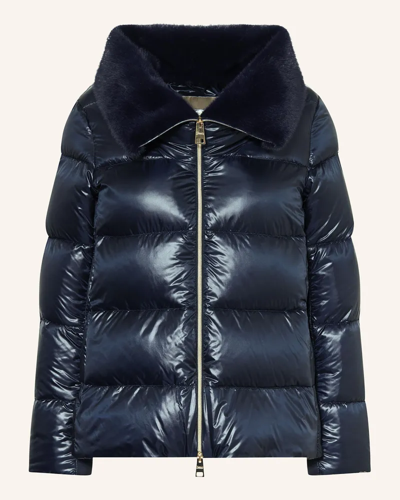 Herno Daunenjacke Mit Kunstfell blau Dunkelblau