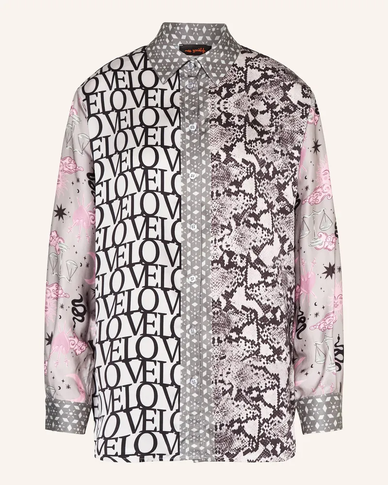 Miss Goodlife Hemdbluse aus Satin Grau