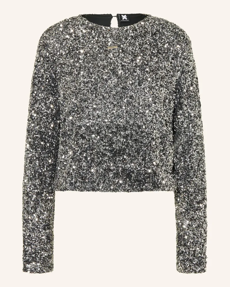 Karo Kauer Blusenshirt mit Pailletten Silber