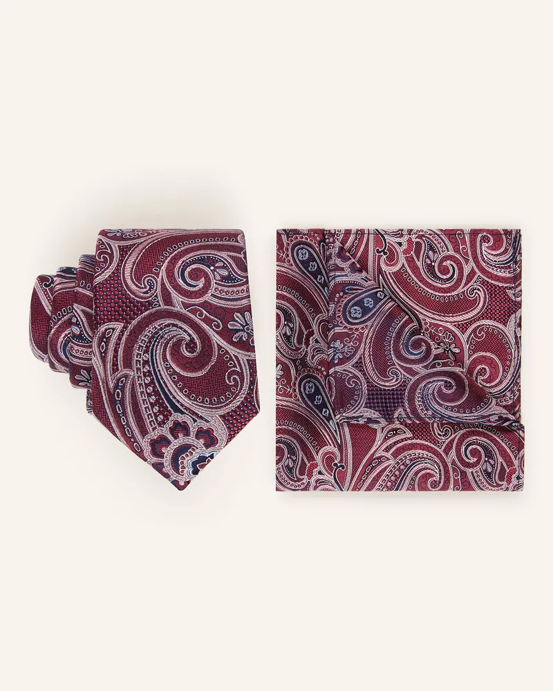 paul Set: Krawatte und Einstecktuch Fuchsia