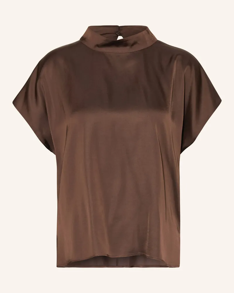 COMMA Blusenshirt aus Satin Dunkelbraun