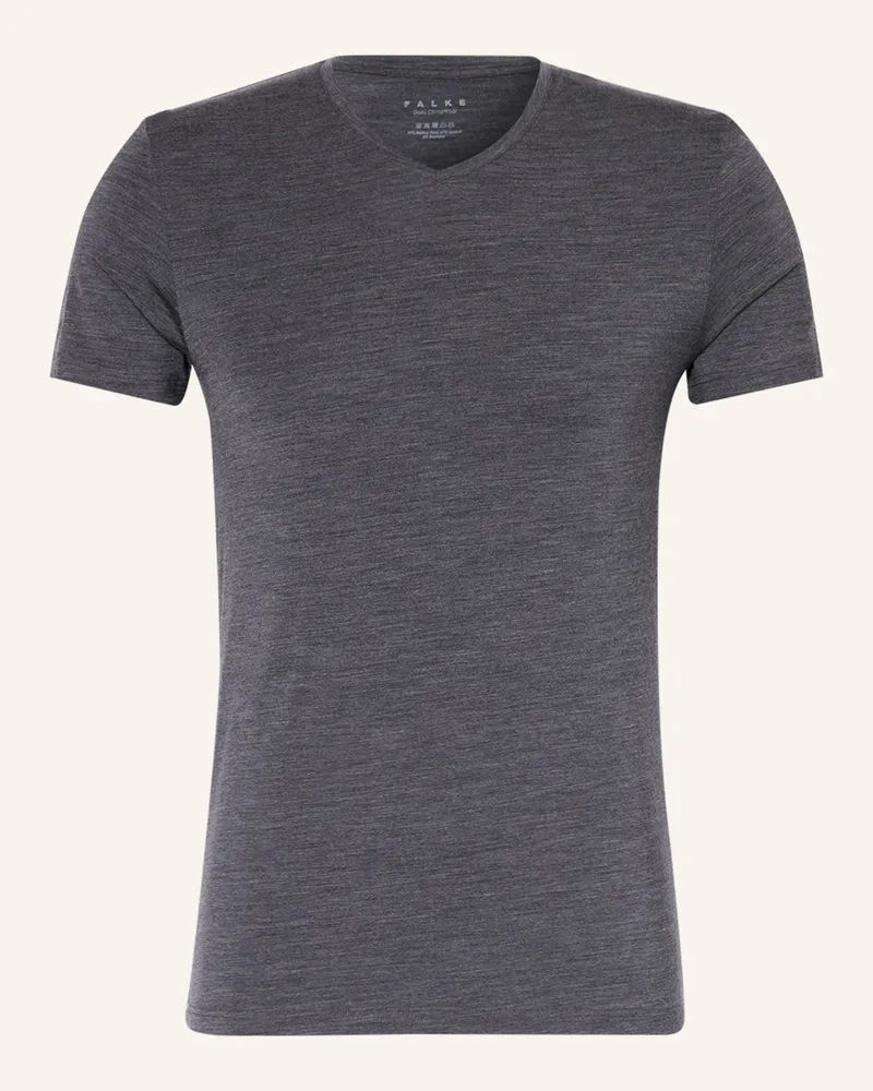 Falke V-Shirt Daily Climawool Mit Merinowolle grau Dunkelgrau