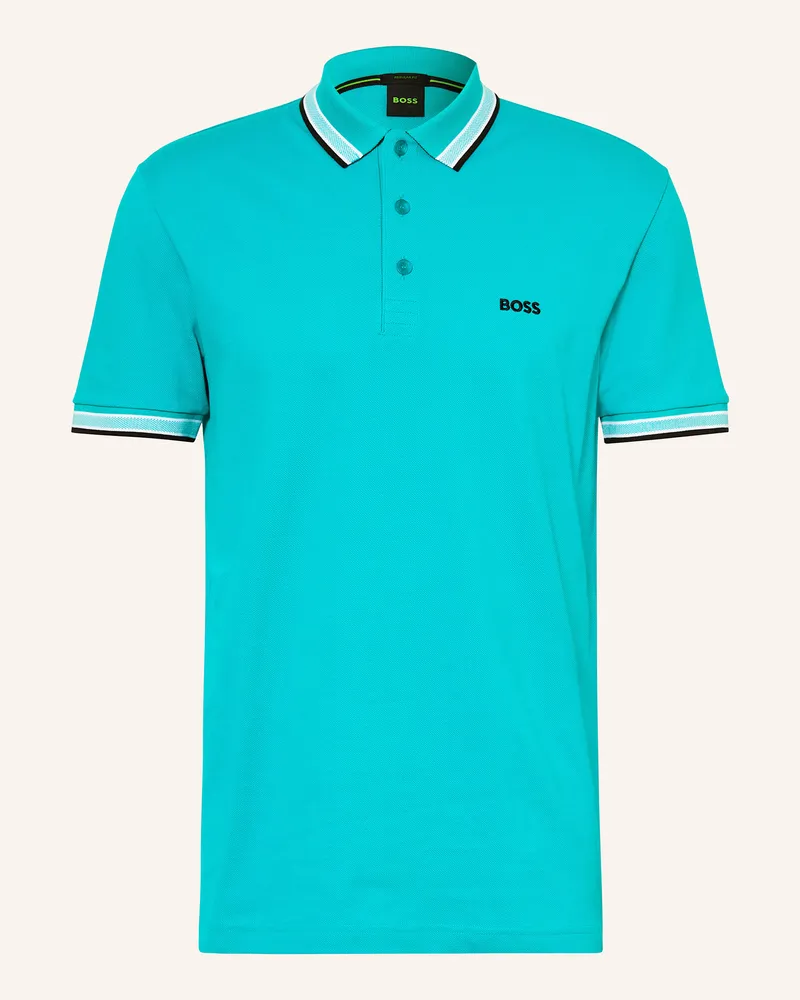 HUGO BOSS Piqué-Poloshirt PADDY CURVED Regular Fit Türkis