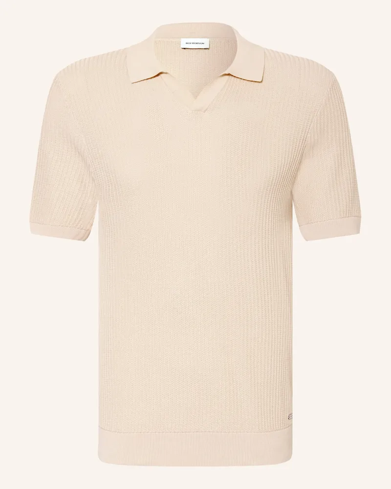 Roy Robson Strick-Poloshirt Hellbraun