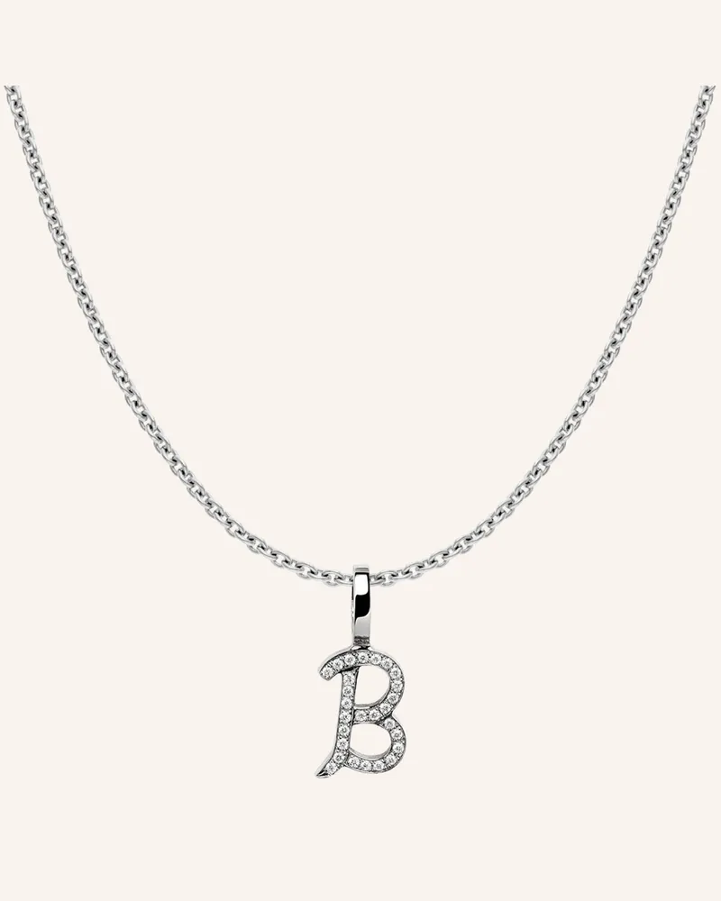 CADA Kette TINY DIAMOND LETTER B Weissgold
