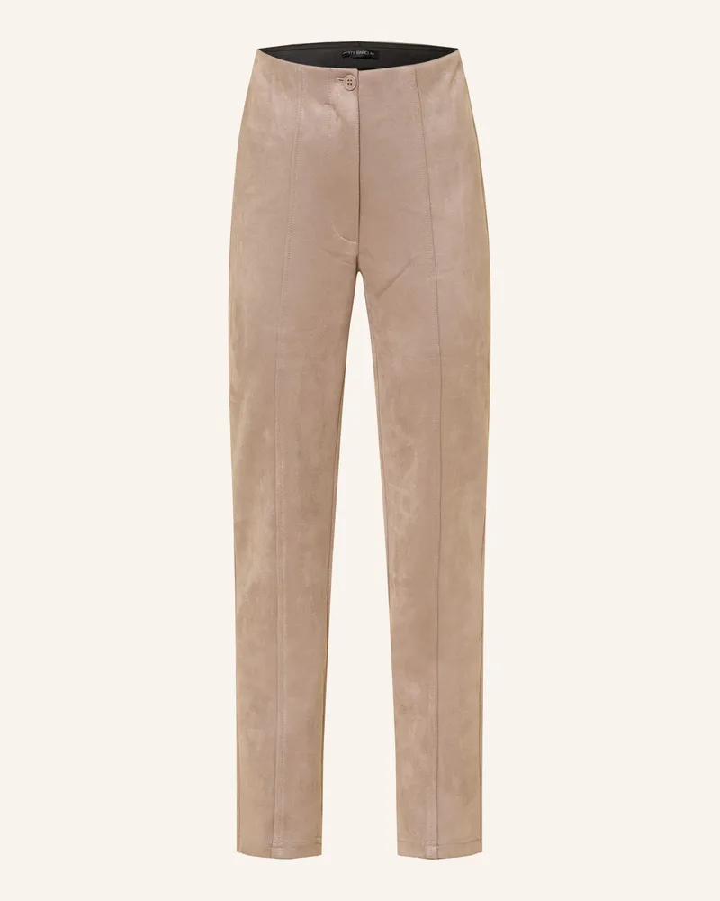 Betty Barclay Hose In Lederoptik grau Beige