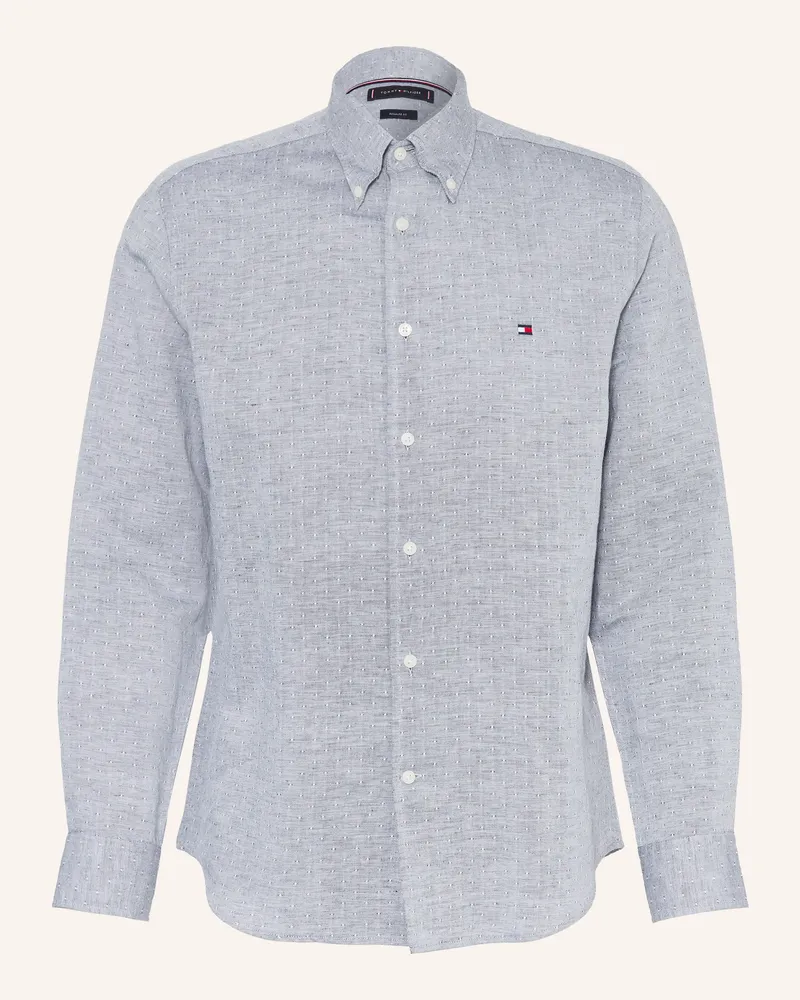 Tommy Hilfiger Hemd Regular Fit mit Leinen Dunkelblau