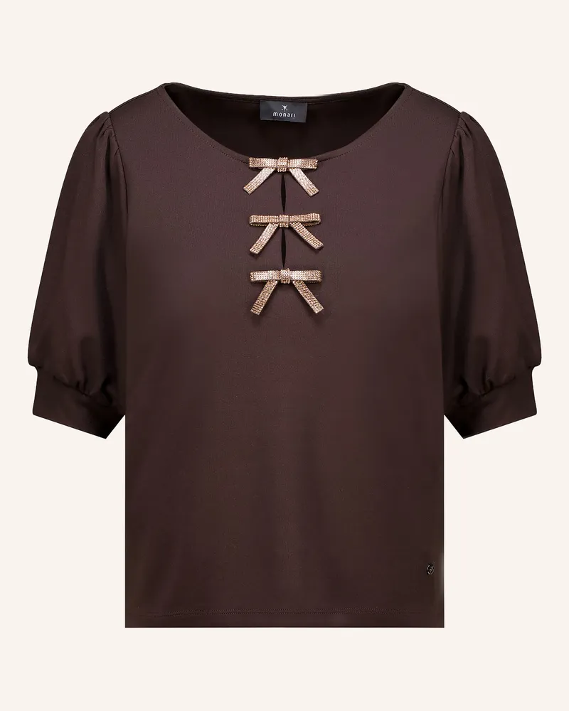 monari Blusenshirt Mit Schmucksteinen braun Dunkelbraun