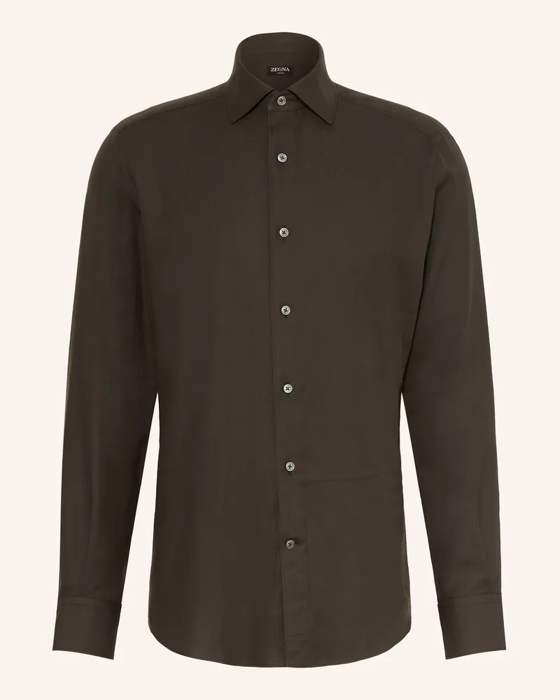 Ermenegildo Zegna Hemd Cashco Regular Fit gruen Khaki