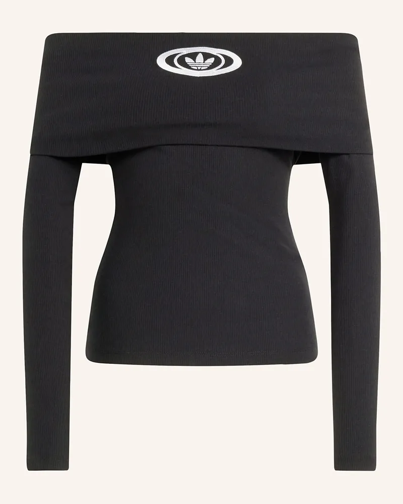 adidas Off-Shoulder-Longsleeve Schwarz