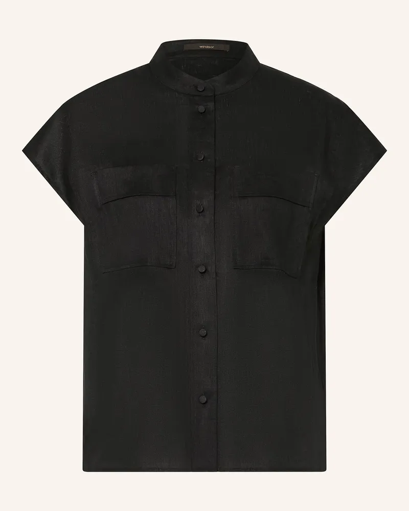 windsor. Leinenbluse Schwarz