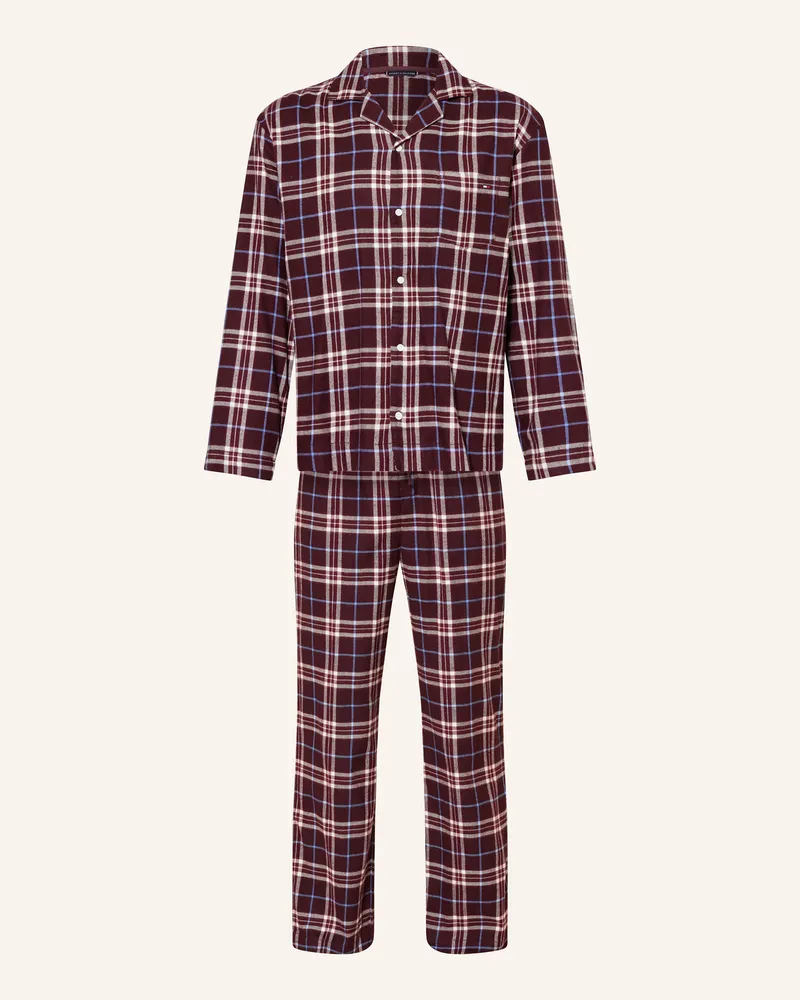 Tommy Hilfiger Schlafanzug aus Flanell Dunkelrot