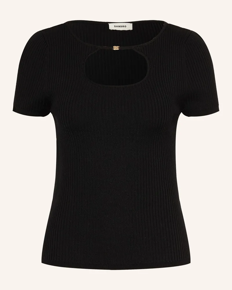 Sandro Strickshirt mit Cut-out Schwarz