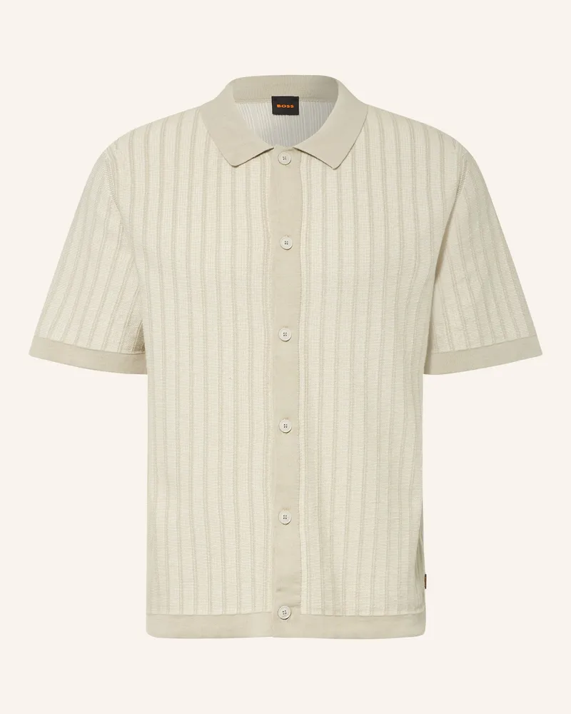 HUGO BOSS Strickhemd Kodd Regular Fit beige Beige