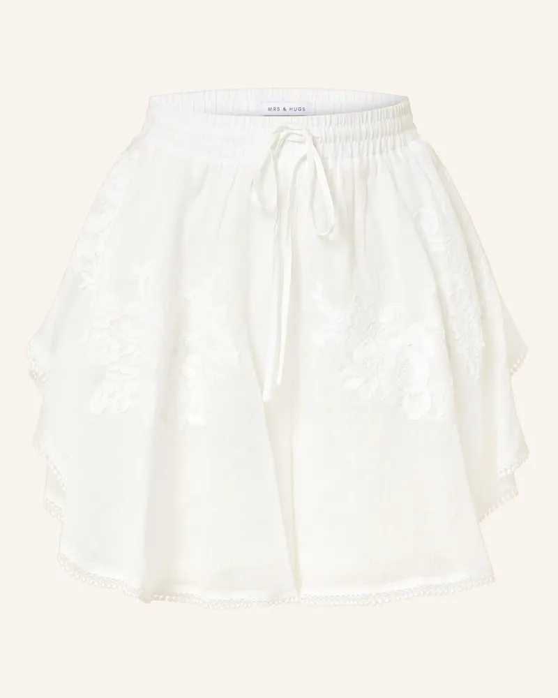 Mrs & HUGS Shorts Mit Spitze weiss Weiss