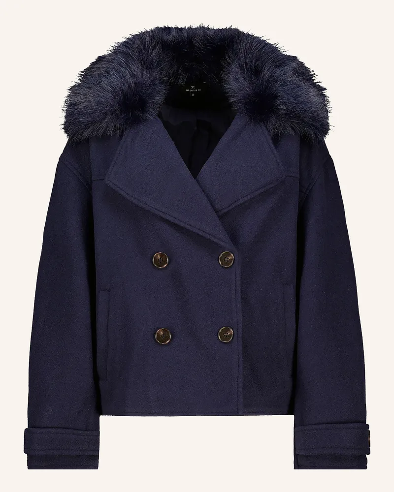 monari Cabanjacke Mit Abnehmbarem Kunstfell-Kragen blau Dunkelblau