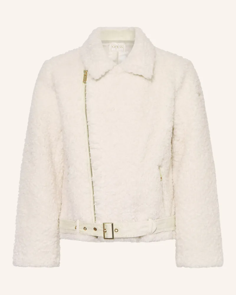 Guess Teddyfell-Jacke weiss Creme