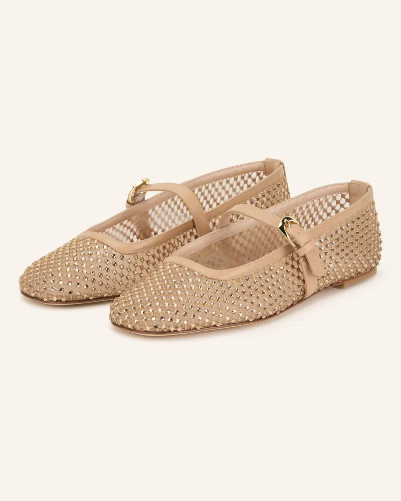 Stuart Weitzman Mary-Jane-Ballerinas Mit Schmucksteinen beige Beige