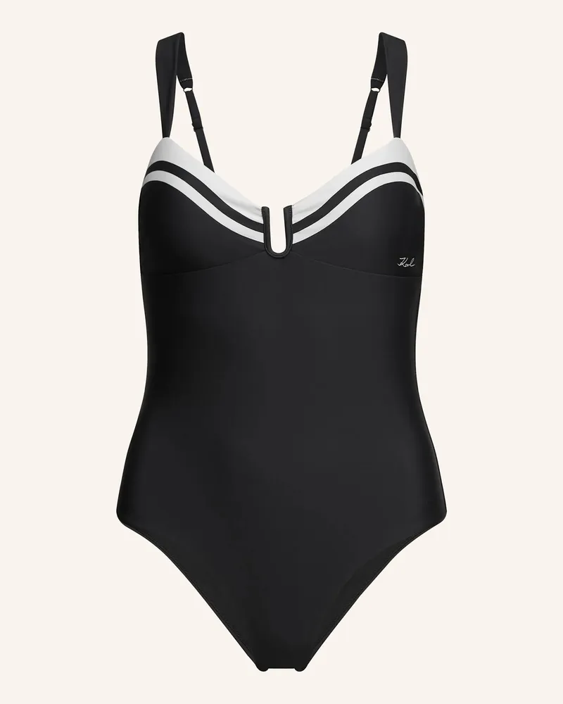 Karl Lagerfeld Badeanzug schwarz Schwarz