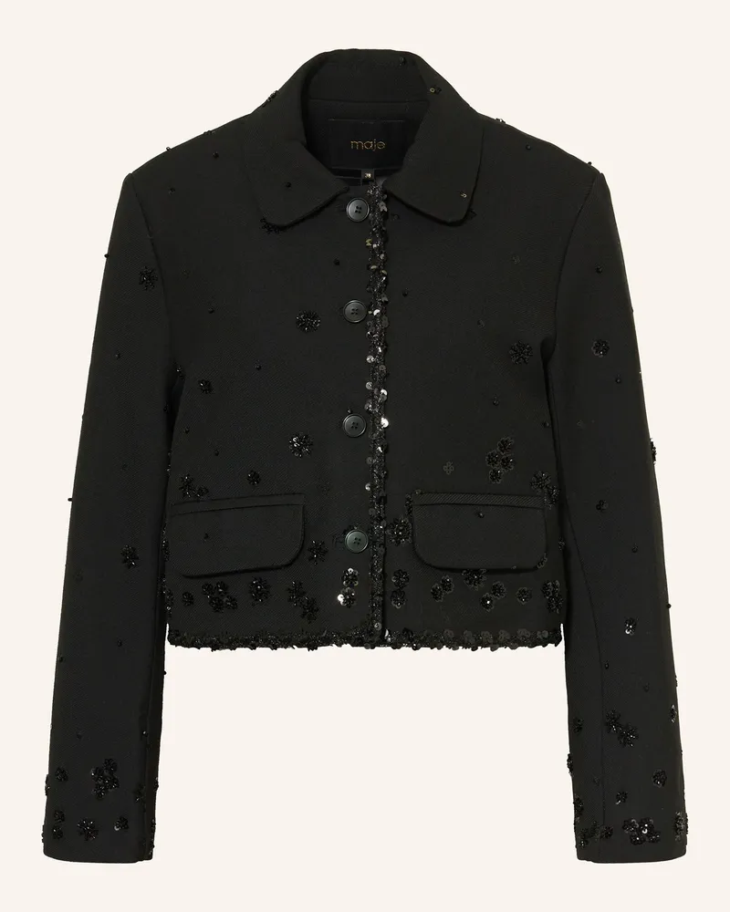 Maje Kastenjacke mit Pailletten Schwarz