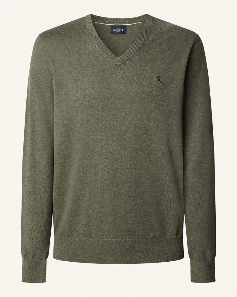 Hackett Pullover COTTON SILK V NECK Dunkelgrün