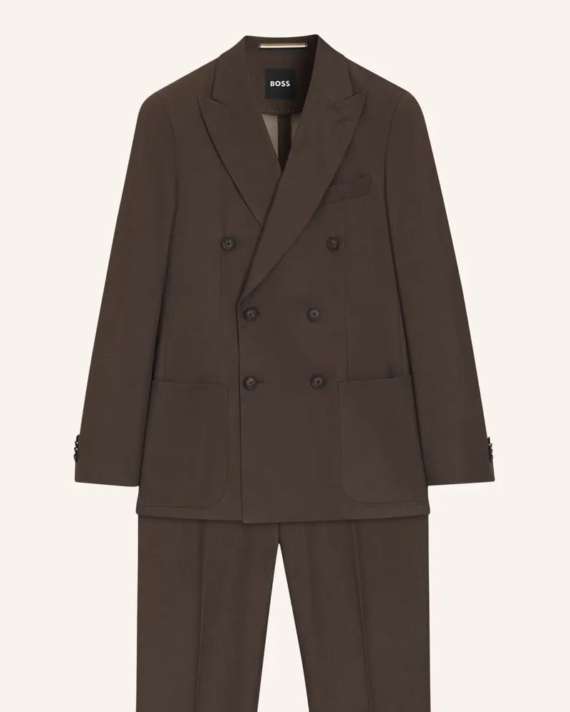 HUGO BOSS Business Anzug C-HUGE-2PCS-DB-262 Slim Fit Dunkelbraun
