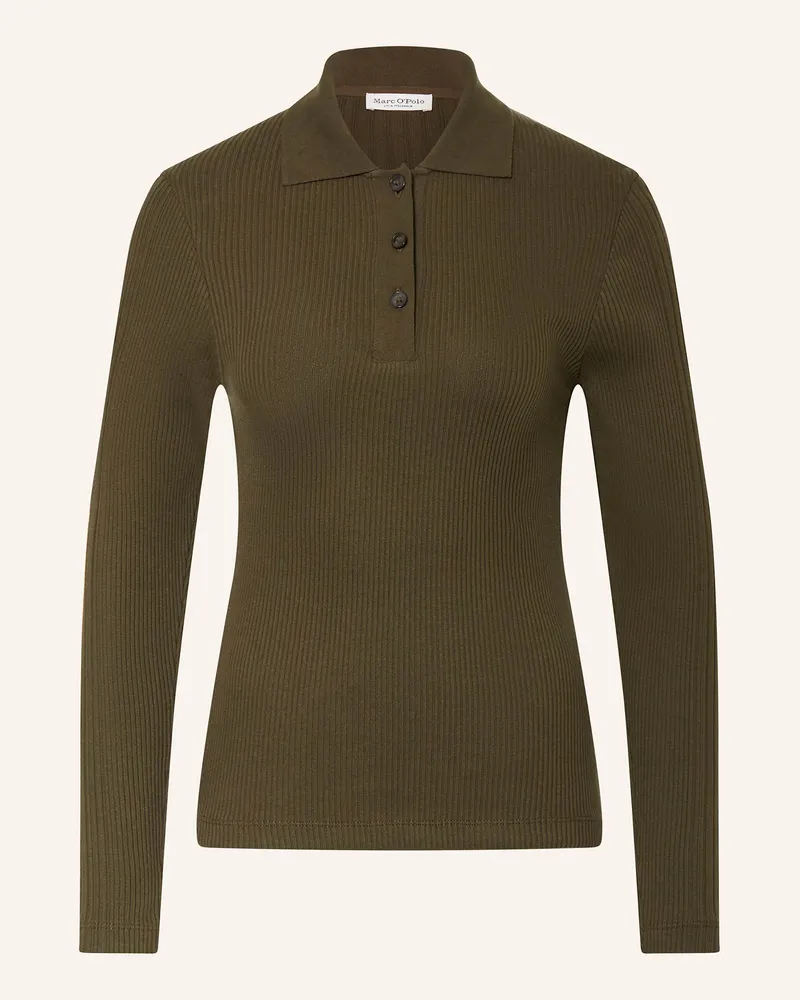 Marc O'Polo Strick-Poloshirt Oliv