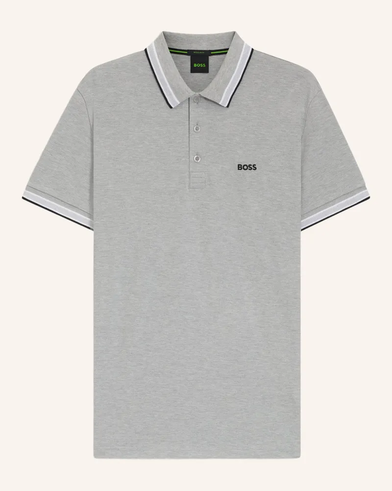 HUGO BOSS Piqué-Poloshirt PADDY CURVED Regular Fit Silber