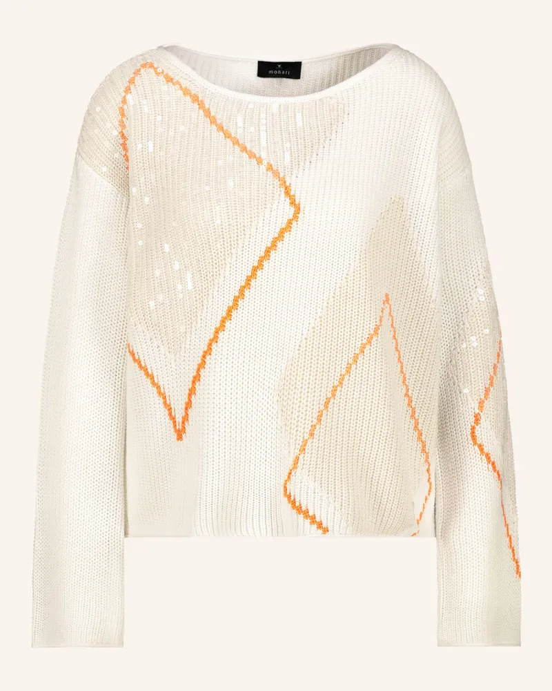 monari Pullover Mit Pailletten weiss Weiss